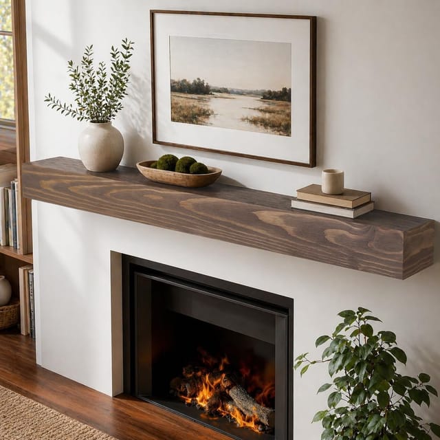 72" Solid Wood Mantel Shelf for fireplace – Dark Walnut – New – photo 3