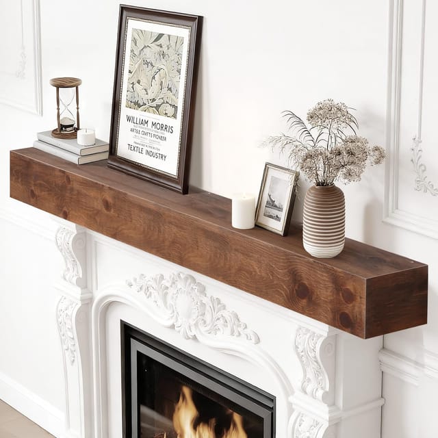 72" Solid Wood Mantel Shelf for fireplace – Dark Walnut – New – photo 1