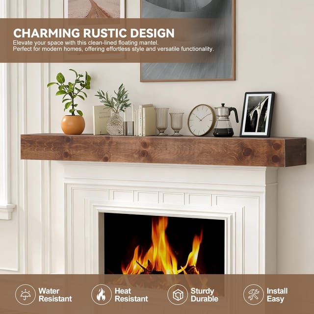 72" Solid Wood Mantel Shelf for fireplace – Dark Walnut – New – photo 7