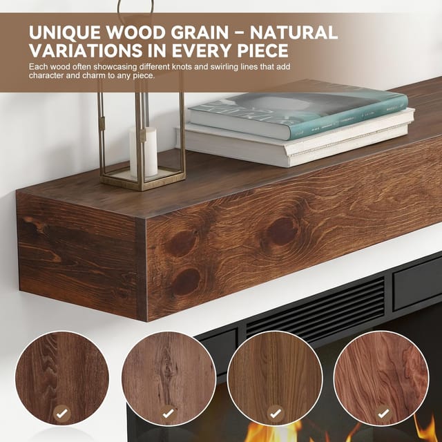 72" Solid Wood Mantel Shelf for fireplace – Dark Walnut – New – photo 9