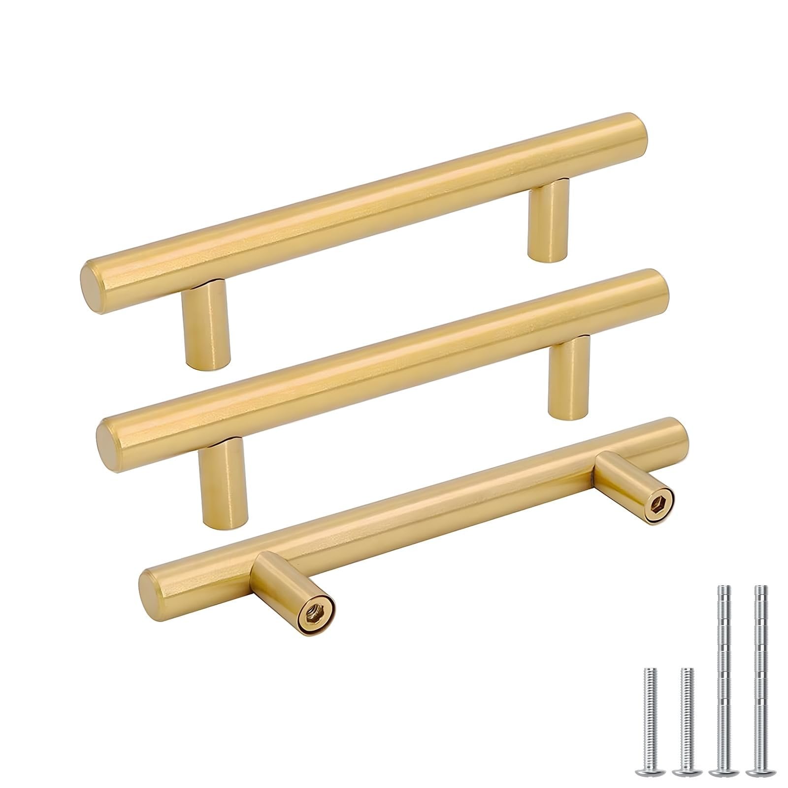 Goldenwarm Brushed Brass Cabinet Pulls (8-Pack) – New