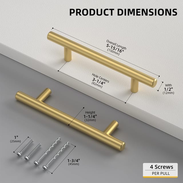 Goldenwarm Brushed Brass Cabinet Pulls (8-Pack) – New – photo 3