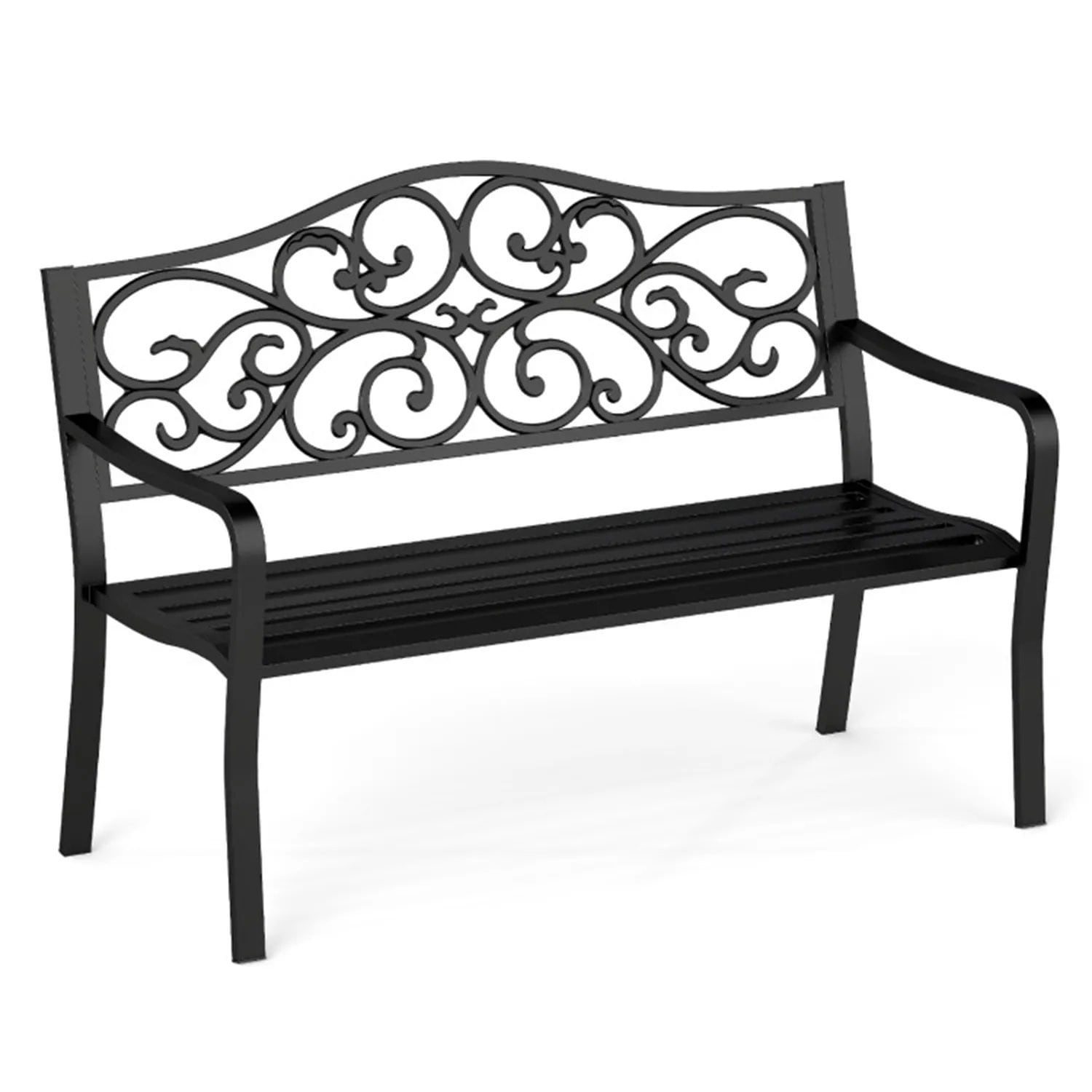 50" x 35" Mondawe Black Iron Garden Bench – New