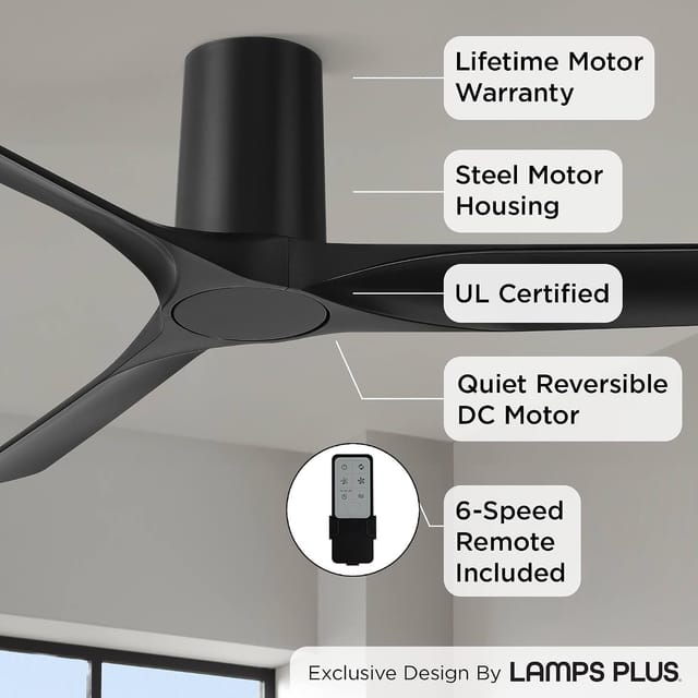 52" Casa Vieja Zebec Hugger Ceiling Fan with Remote – Black – New – photo 3