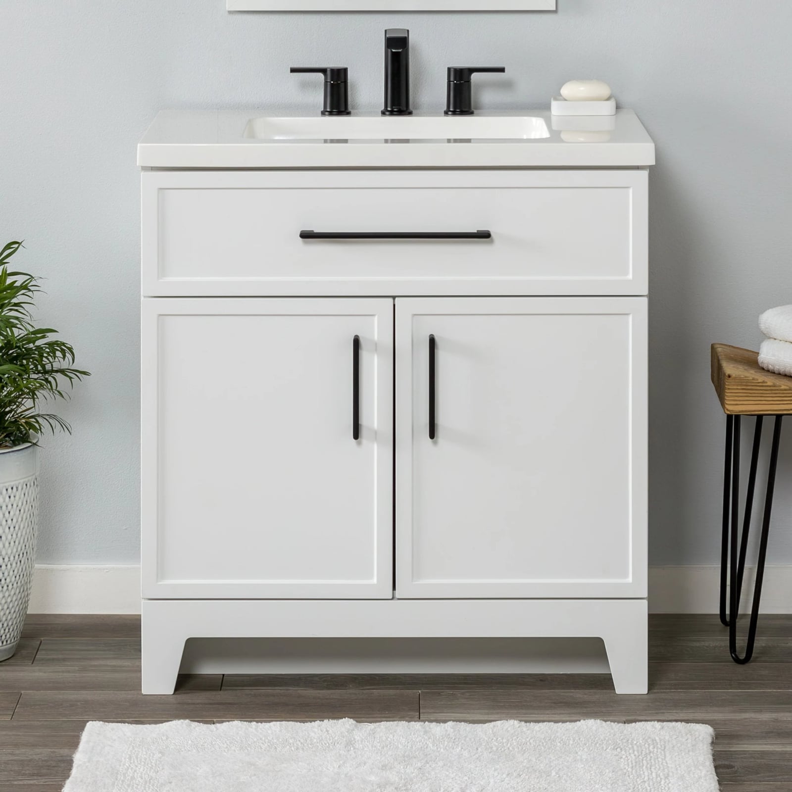 30" Style Selections Potter White Single Sink Vanity – New