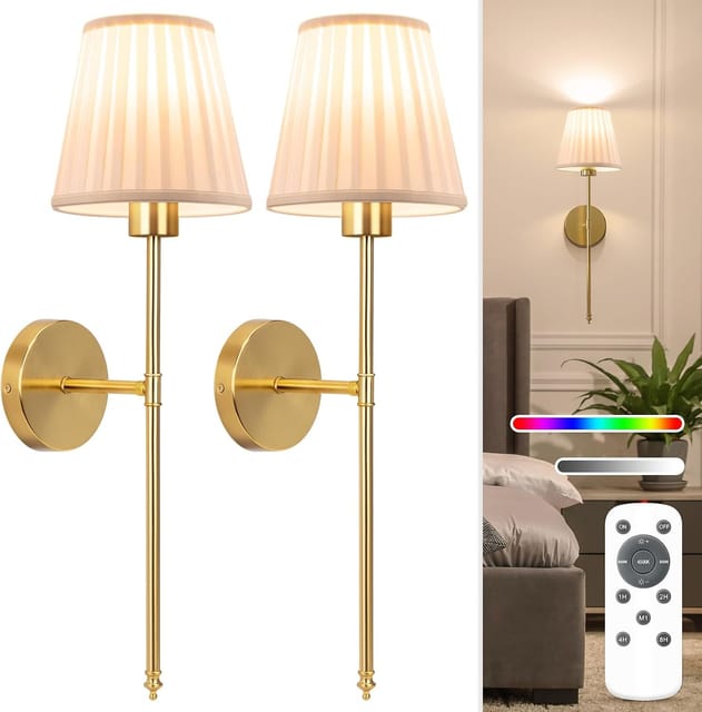 Battery Operated Wall Sconces with Remote (Set of 2) – New – photo 1