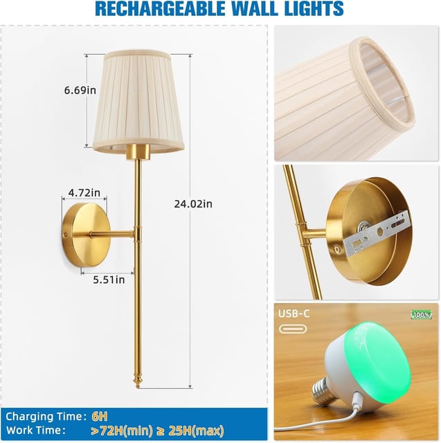 Battery Operated Wall Sconces with Remote (Set of 2) – New – photo 7