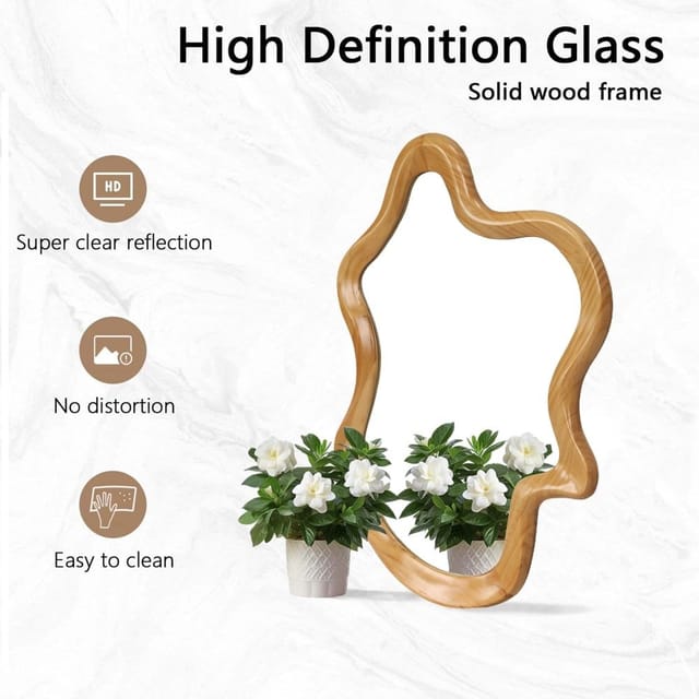 33.5" x 22" Irregular Shaped Wood Frame Wall Mirror – Used – Fair – photo 4