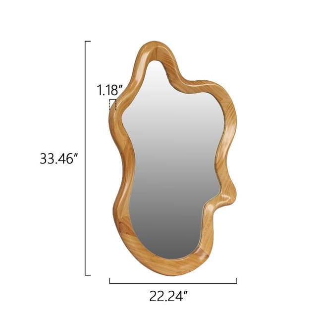 33.5" x 22" Irregular Shaped Wood Frame Wall Mirror – Used – Fair – photo 7