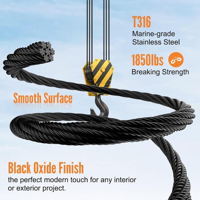 250 ft Black Stainless Steel Cable with Cutter – New – photo 4