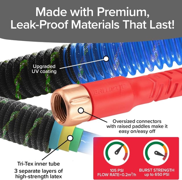 75 ft Ballistic Double UV Expandable Garden Hose – New – photo 7