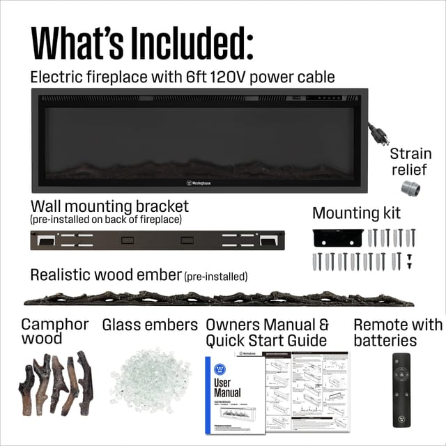 50" Westinghouse Electric Fireplace Heater – New – photo 8