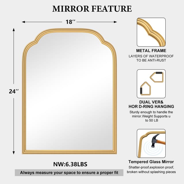 18" x 24" Ferytange Gold Decorative Wall Mirror – New – photo 6