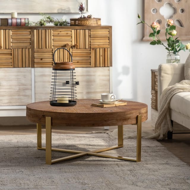 31.29" Modern Retro Splicing Round Coffee Table – New