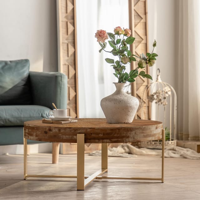 31.29" Modern Retro Splicing Round Coffee Table – New – photo 3