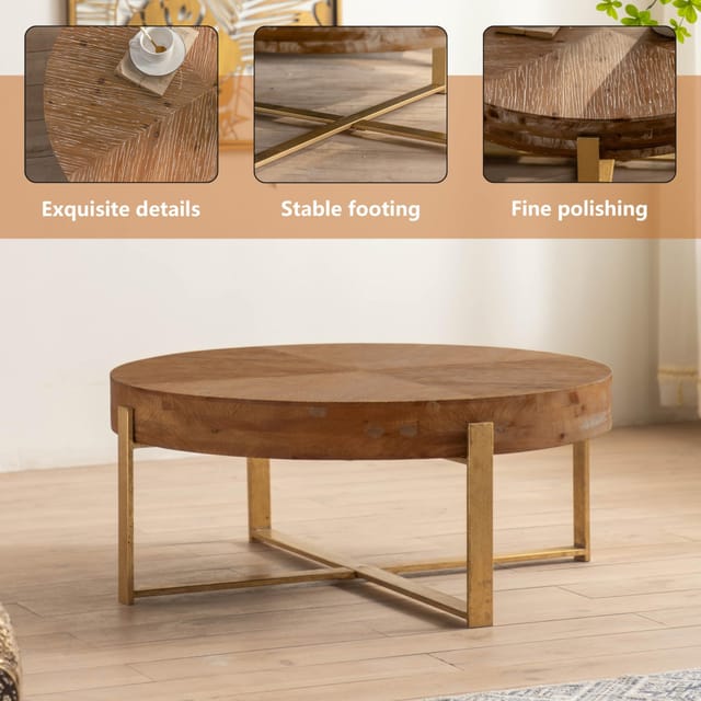 31.29" Modern Retro Splicing Round Coffee Table – New – photo 4