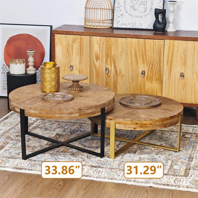 31.29" Modern Retro Splicing Round Coffee Table – New – photo 5