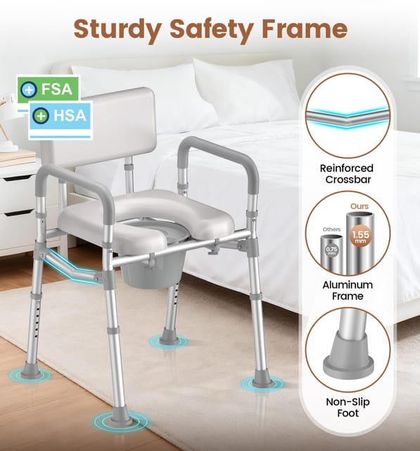 Soundfuse Bedside with Padded Seat – Grey – NEW – photo 3