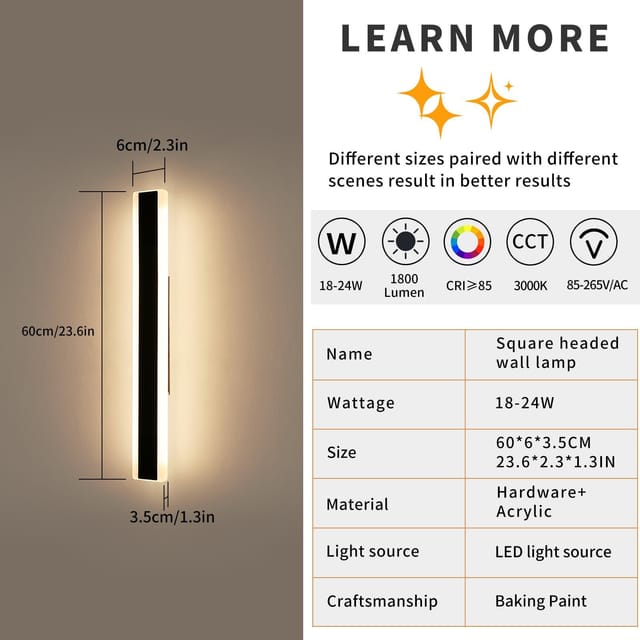 23.6" Mikeru 2Pack Outdoor Fixtures Light – New – photo 3
