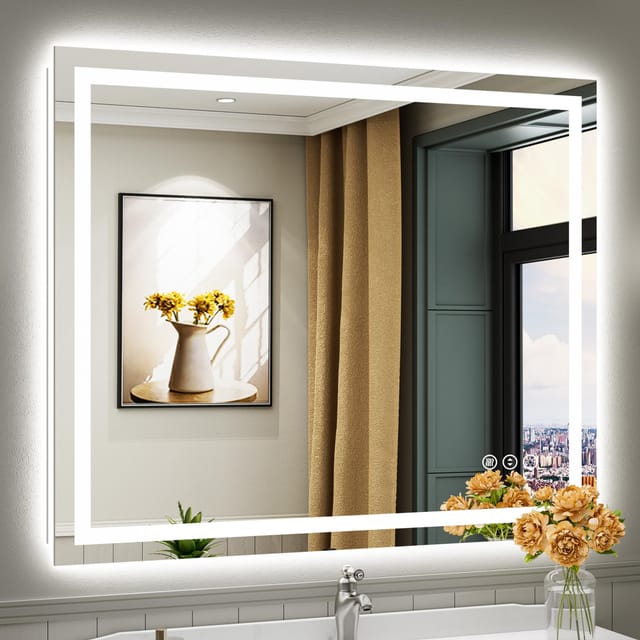 Briivue 48" x 40" LED Bathroom Mirror with Lights – New