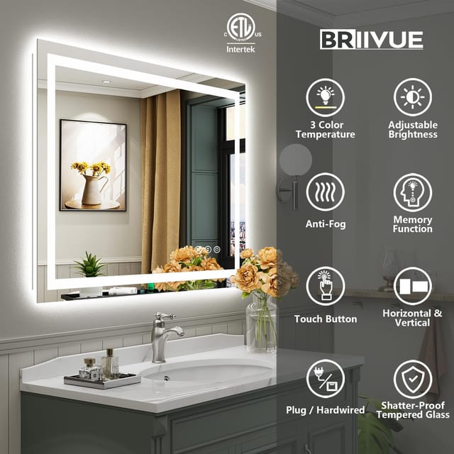 Briivue 48" x 40" LED Bathroom Mirror with Lights – New – photo 2