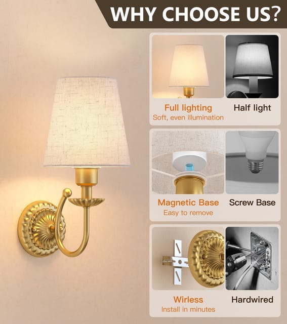 5300mAh Battery Operated Wall Sconce with Remote – Brushed Gold – New – photo 6