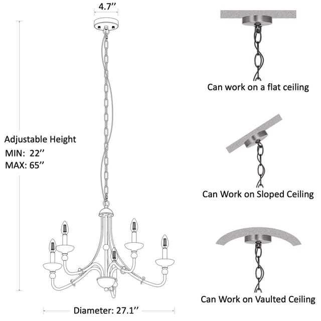 27.1" French Country Chandeliers for Dining Room – New – photo 5