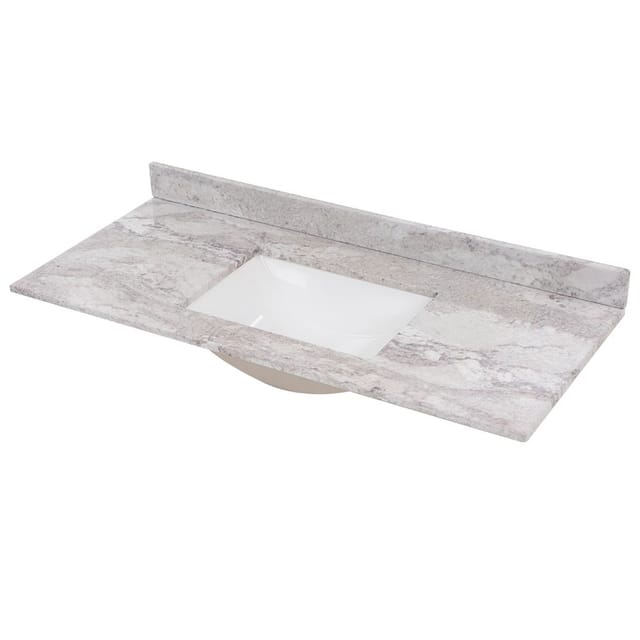 49" Style Cultured Marble Undermount Single Sink Widespread Top Faucet Mount Bathroom Vanity – New – photo 2