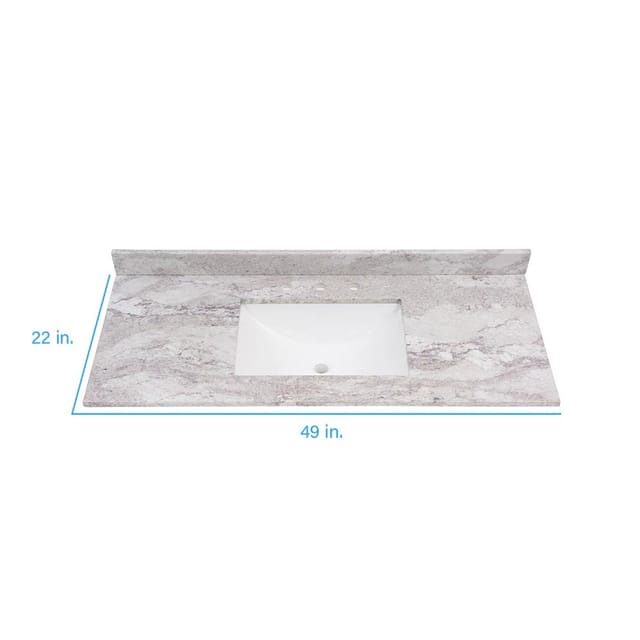 49" Style Cultured Marble Undermount Single Sink Widespread Top Faucet Mount Bathroom Vanity – New – photo 3