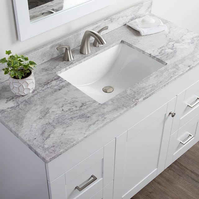 49" Style Cultured Marble Undermount Single Sink Widespread Top Faucet Mount Bathroom Vanity – New – photo 4