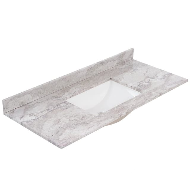 49" Style Cultured Marble Undermount Single Sink Widespread Top Faucet Mount Bathroom Vanity – New – photo 5