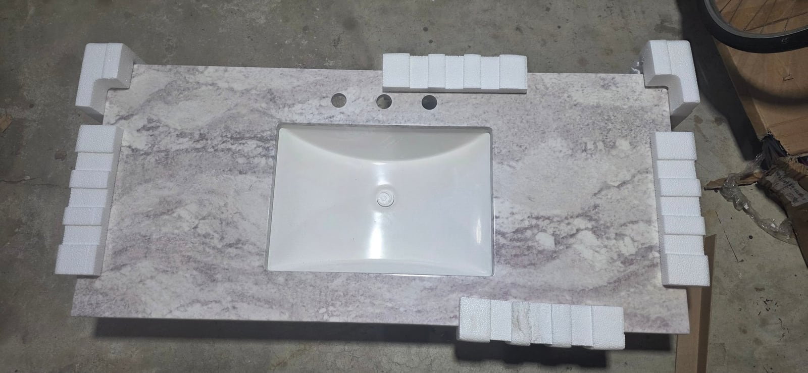 49" Style Cultured Marble Undermount Single Sink Widespread Top Faucet Mount Bathroom Vanity – New