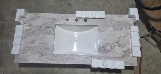 49" Style Cultured Marble Undermount Single Sink Widespread Top Faucet Mount Bathroom Vanity – New – photo 1