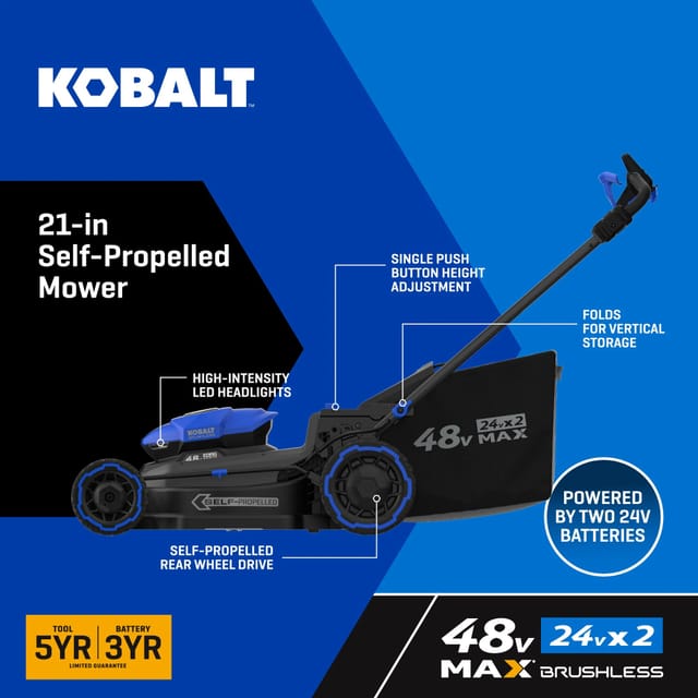 Kobalt 48V MAX 21" Self-Propelled Mower Kit – NEW – photo 4