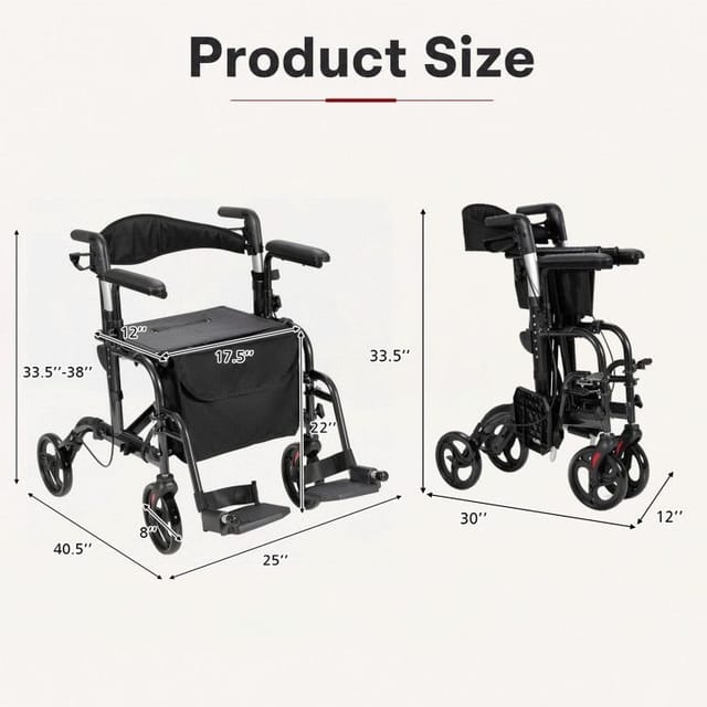 2-in-1 Folding transport chair – Open Box – photo 3