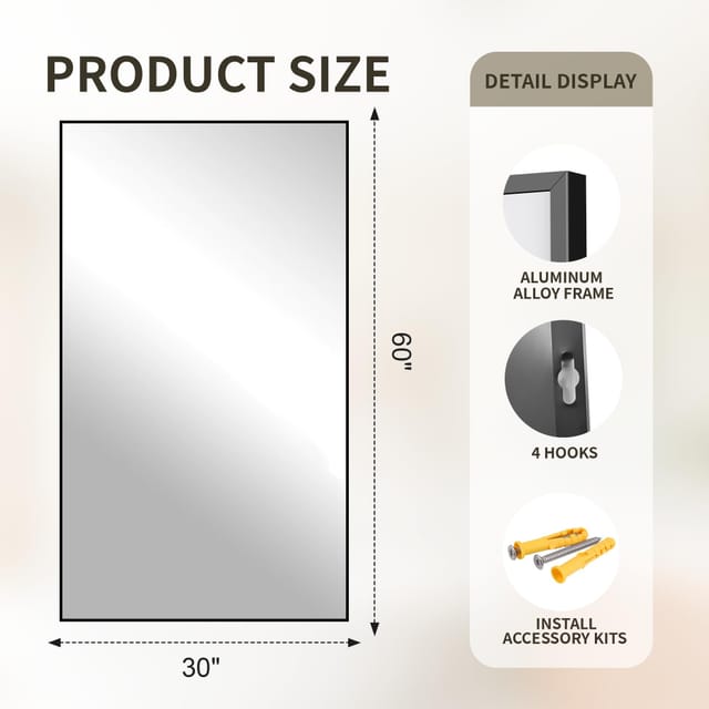 30" x 60" Bathroom Wall Mounted Mirror – New – photo 3