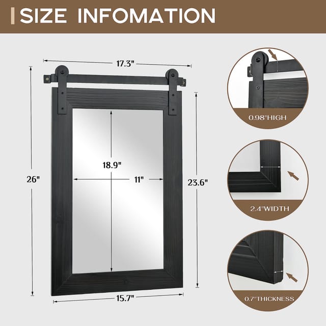 Farmhouse Barn Door Mirror – New – photo 5
