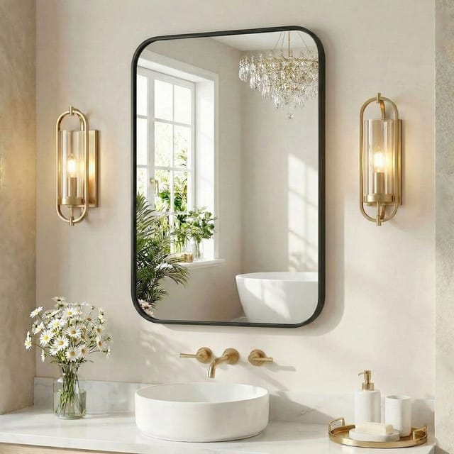 Rectangular Wall Metal Frame Bathroom Vanity Mirror – New