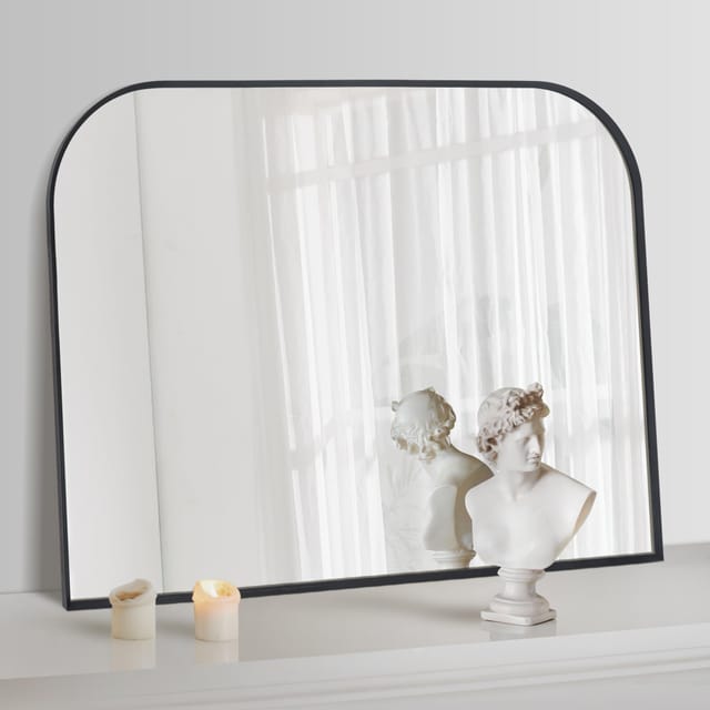 Black Arched Mantle Mirror 36" x 30" – New – photo 3