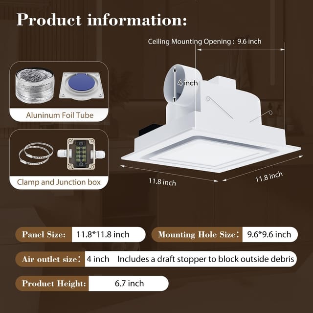 Bathroom Exhaust Fan with LED Light – New – photo 7