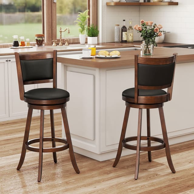 29" Set of 2 Swivel Bar Stools – Espresso – Used – Good – photo 2