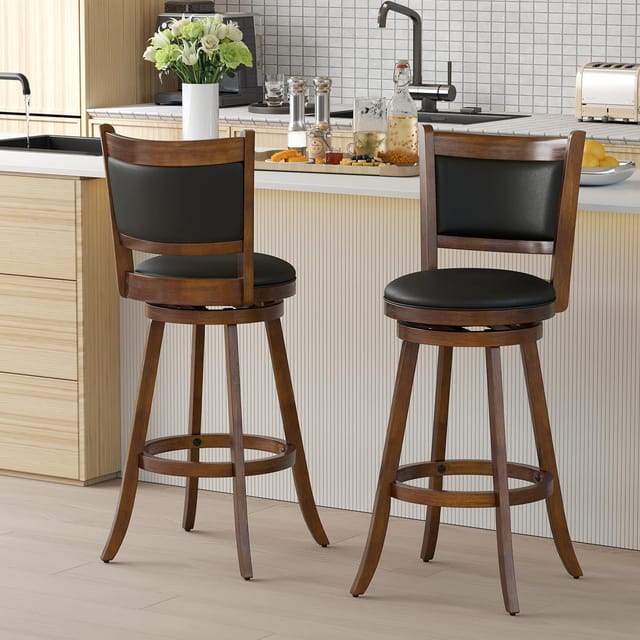 29" Set of 2 Swivel Bar Stools – Espresso – Used – Good – photo 3