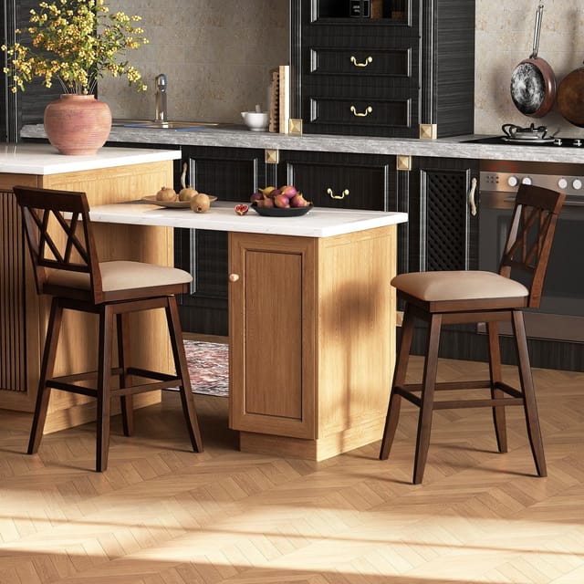 29" Set of 2 Swivel Bar Stools – Espresso – Used – Good – photo 6