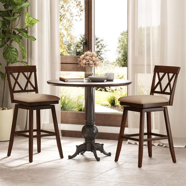 29" Set of 2 Swivel Bar Stools – Espresso – Used – Good – photo 8