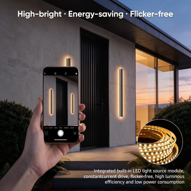 40" Outdoor LED Wall Lights (2-Pack) – Black – New – photo 2