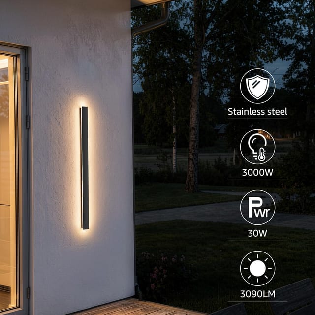 40" Outdoor LED Wall Lights (2-Pack) – Black – New – photo 4