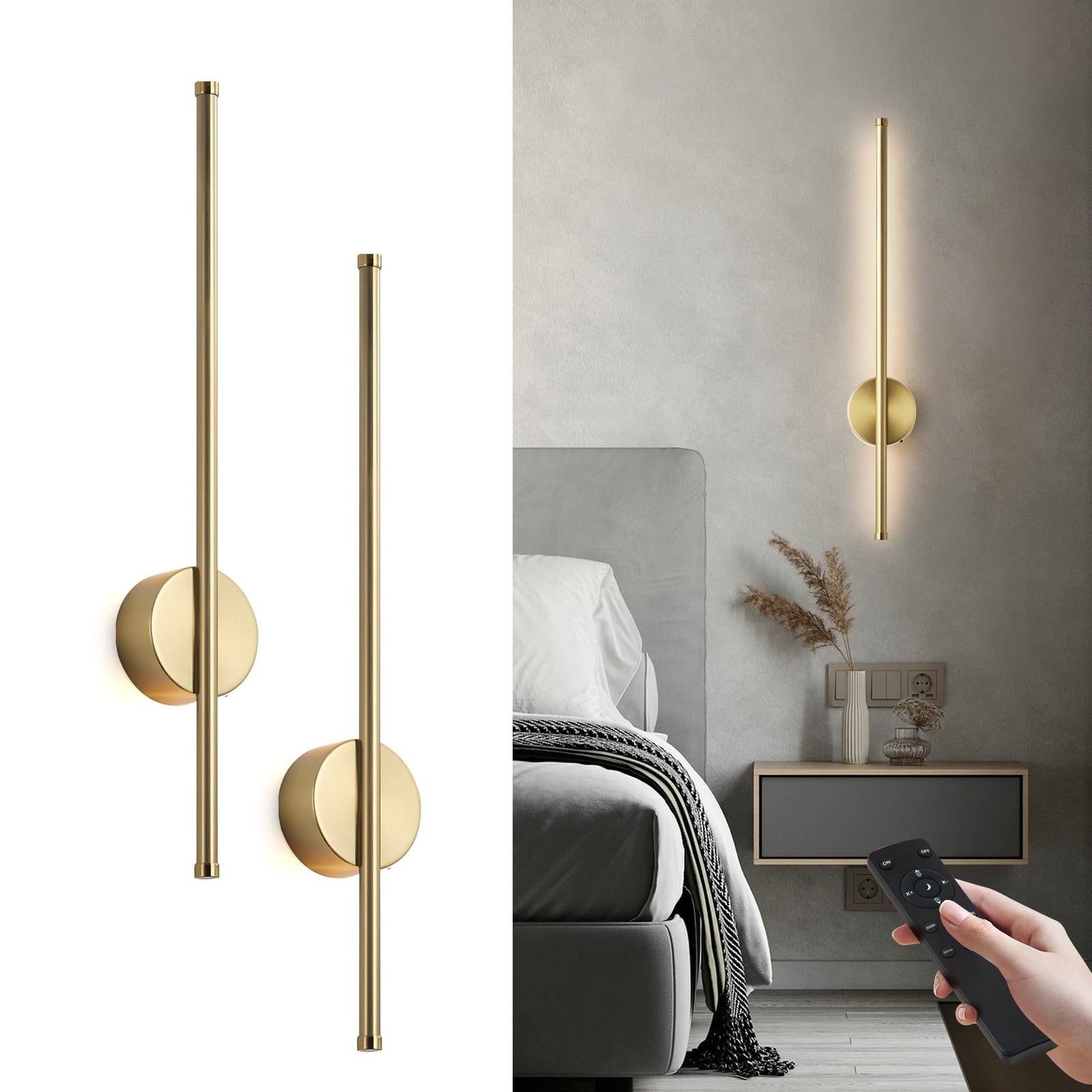 Battery Operated Modern Wall Sconce Set of Two – New