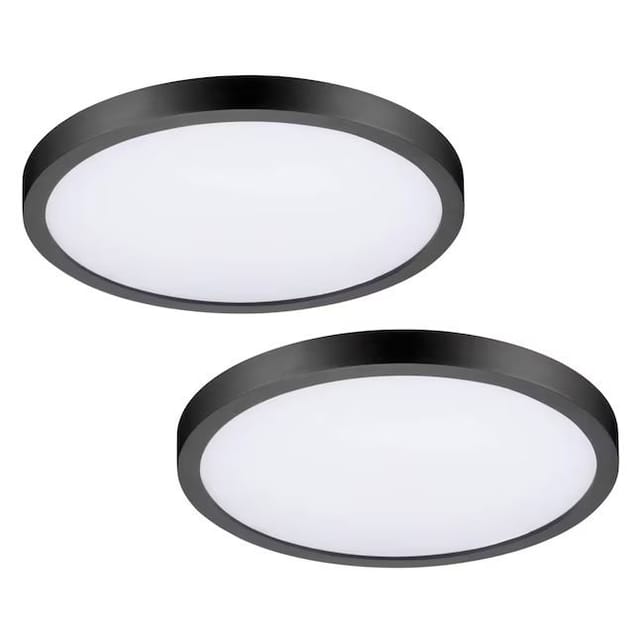 Edge Light 13-in Black Indoor, Outdoor 1 -Light LED Tunable White Flush Mount Light with Plastic