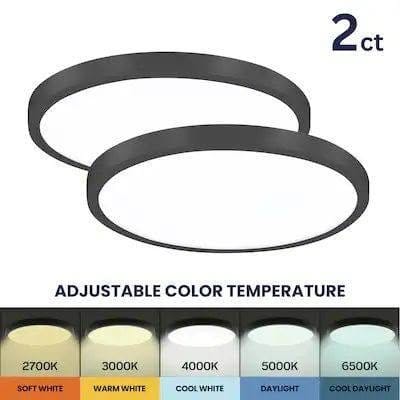 Edge Light 13-in Black Indoor, Outdoor 1 -Light LED Tunable White Flush Mount Light with Plastic – photo 2
