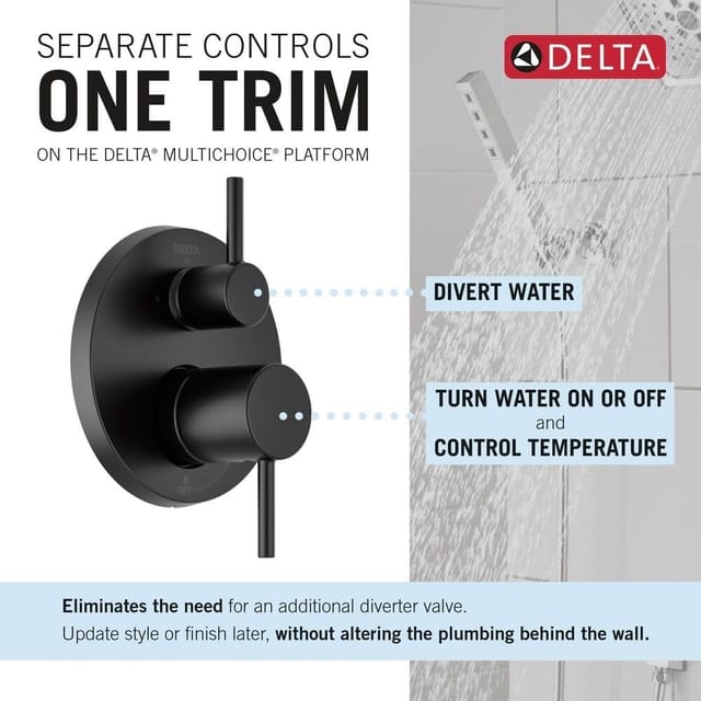 Delta Modern Round Shower System Trim Kit, Matte Black, T342704-BL – photo 3